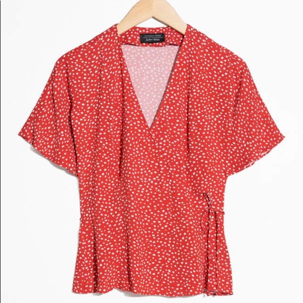 &Other Stories Red wrap top